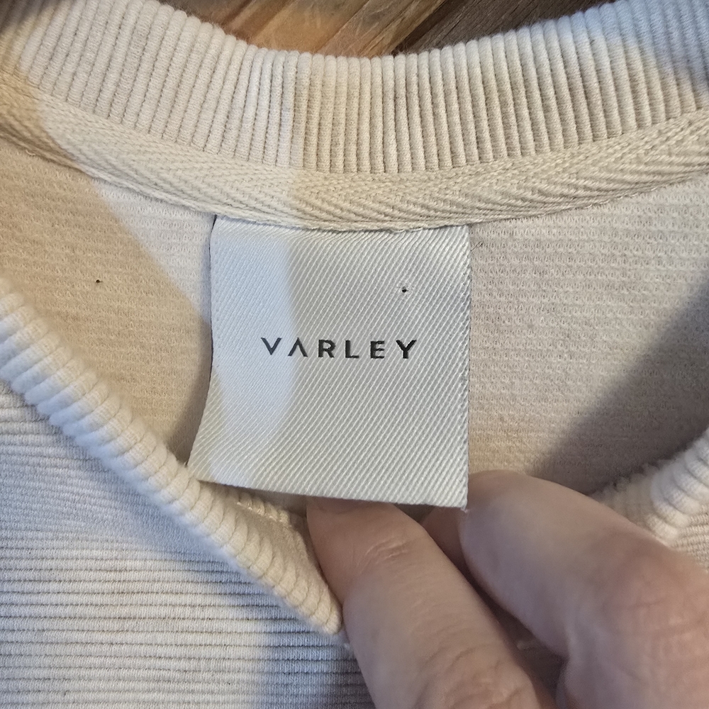 Varley Cream Ribbed Manning Sweatshirt Size XS Oversized - Picture 3 of 7